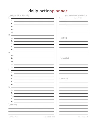 Forms Blank Daily Planner Template