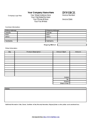 Forms Blank Invoice Template 2