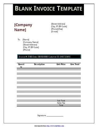 Forms Blank Invoice Template 3