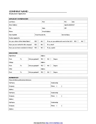 Forms Blank Job Application 3