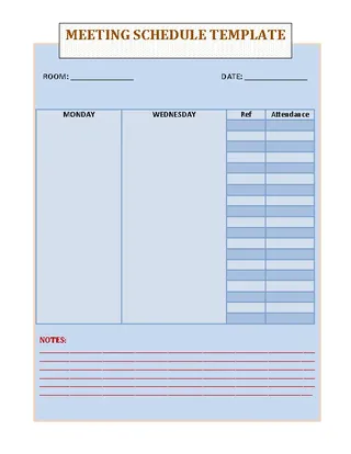Forms Blank Meeting Schedule Template Free Download