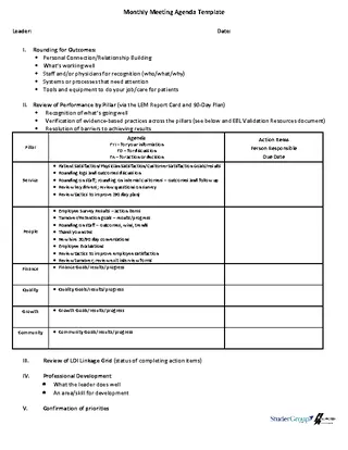 Forms Blank Monthly Meeting Agenda Sample