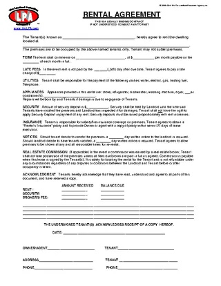 Forms Blank Rental Agreement Of Apartment