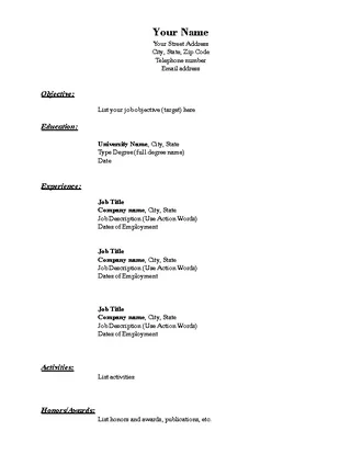 Blank Resume Template Chronological Format In Pdf Download