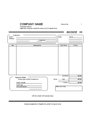 Blank Self Employed Invoice Template