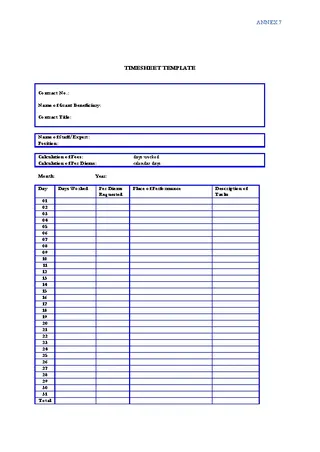 Forms Blank Timesheet Template