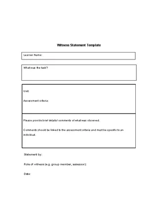 Blank Witness Statement Template Free Download