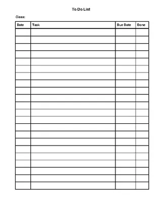 Blank Work To Do List Template