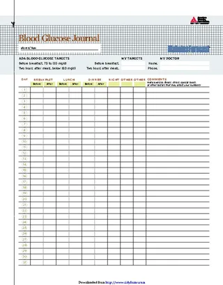 Forms Blood Glucose Journal
