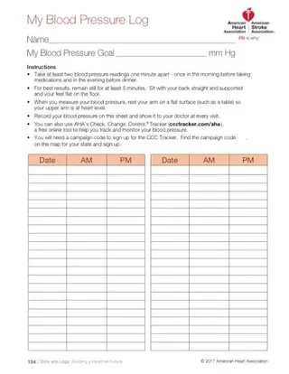 Forms Blood Pressure Chart PDF