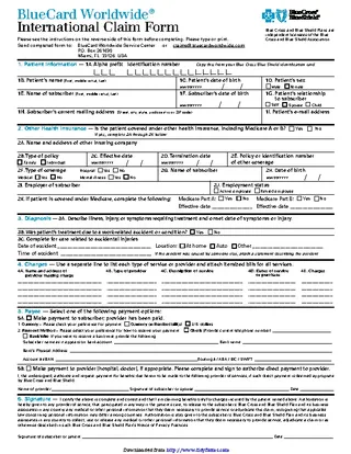 Forms Blue Cross Blue Shield International Medical Claim Form