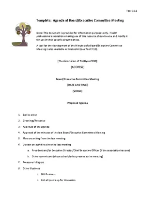 Forms Board Blank Meeting Agenda Template