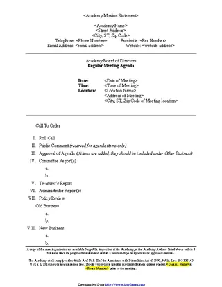 Forms Board Meeting Agenda Template Word