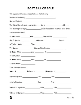 Forms Boat Bill Of Sale Template