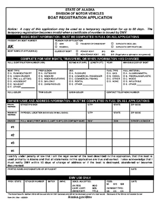 Boat Registration Application Form 841