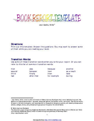 Forms Book Report Template 1