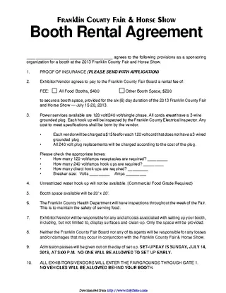 Forms Booth Rental Agreement 2