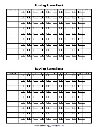 Forms Bowling Score Sheet 3