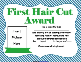 Boys First Hair Cut Award Printable