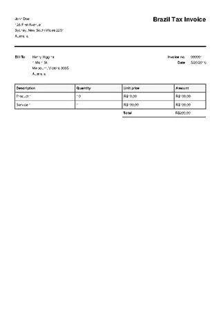 Forms Brazil Invoice Template