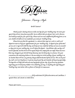 Forms Bridal Party Itinerary Template