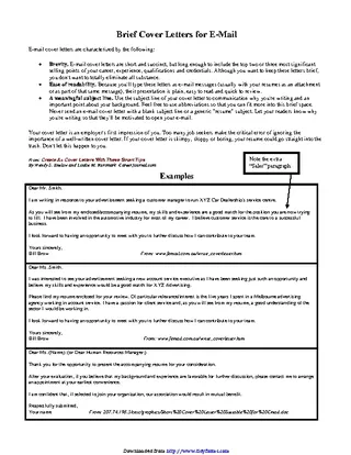 Forms Brief Cover Letters For Email
