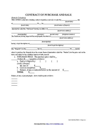 Forms British Columbia Contract Of Purchase And Sale Form 2