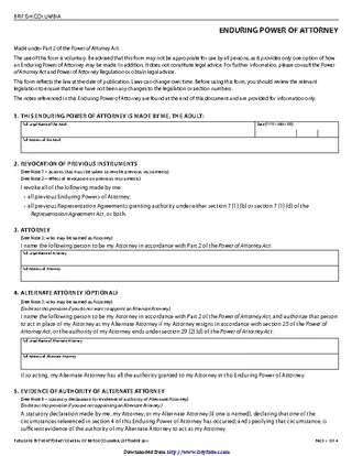 British Columbia Enduring Power Of Attorney Form