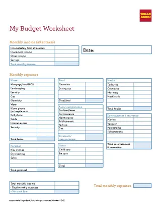 Forms Budget Spreadsheet Template