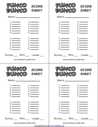 Forms Bunco Score Sheets