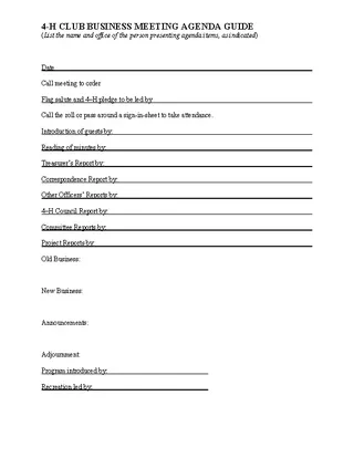 Forms Business Agenda Template