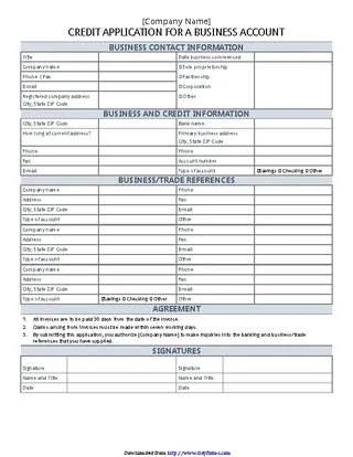 Forms Business Credit Application 1