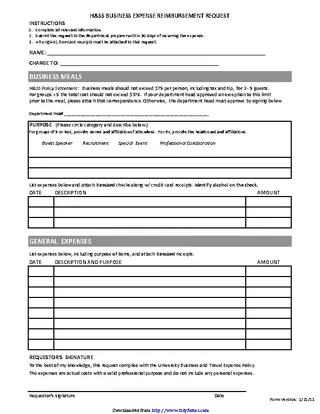 Forms Business Expense Report Form