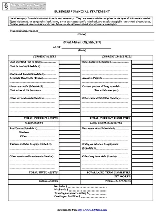 Forms Business Financial Statement Form 2