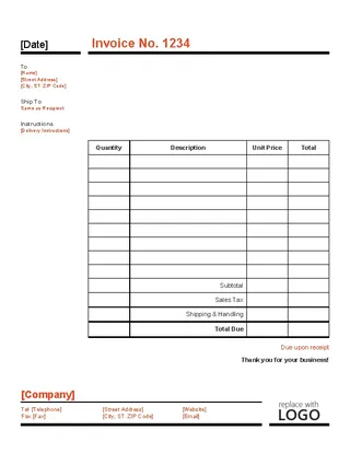 Forms Business Invoice Red And Black Design