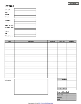 Forms Business Invoice Template 1