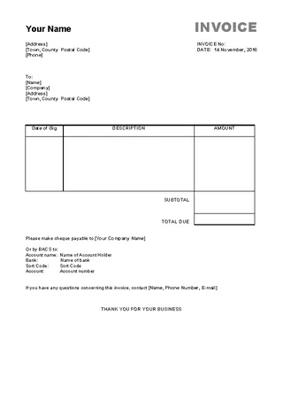 Forms Business Invoice Template