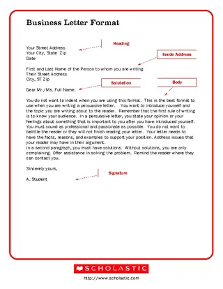 Business Letter Writing Template Example