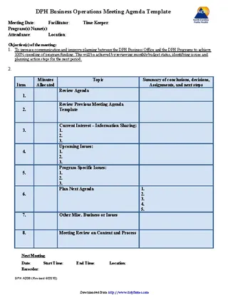 Forms Business Meeting Agenda Template 1