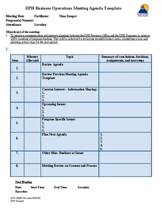 Forms Business Operations Meeting Agenda Template
