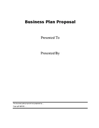 Forms Business Plan Proposal Template