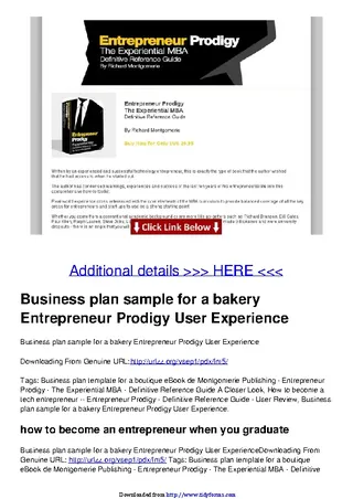 Forms Business Plan Sample For A Bakery