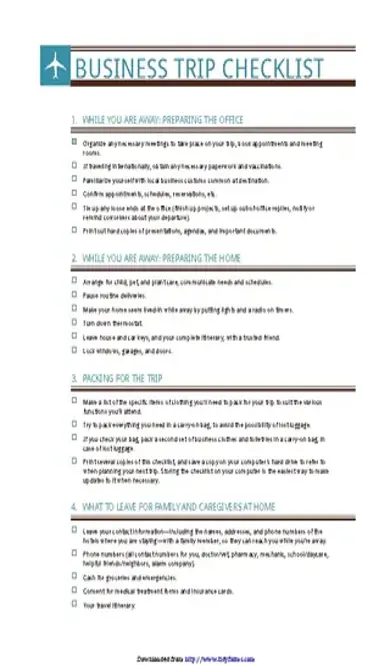 Business Trip Checklist PDFSimpli