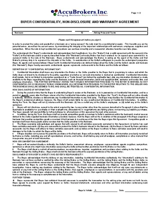 Forms Buyers Vendor Confidentiality Agreement Sample