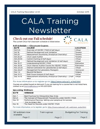 Cala Training Newsletter