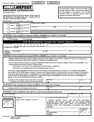 Forms California Direct Deposit Form 2