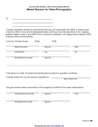 Forms California Model Release Form 2