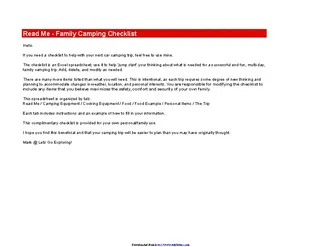 Forms Camping Checklist Excel