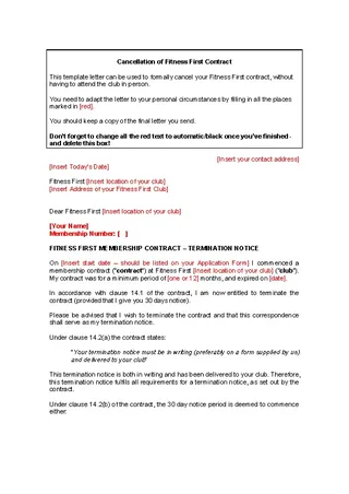 Forms Cancel Gym Contract Template Word Doc Download