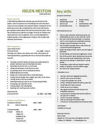 Forms Care Assistant Cv Template